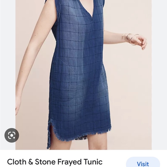 Anthropologie Cloth and Stone frayed chambray denim tunic in Sz small - Picture 4 of 15